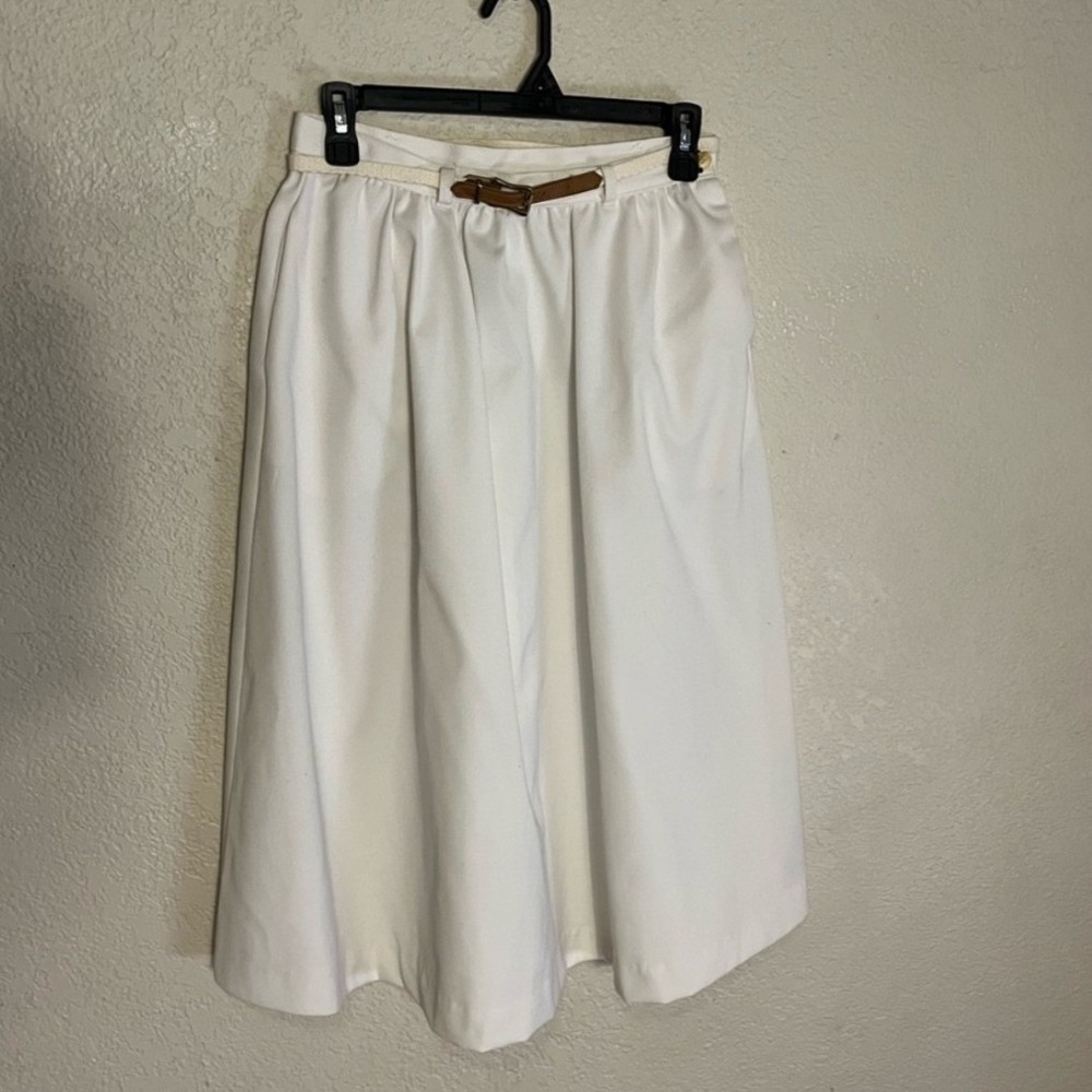 Vtg Jack Winter Vintage White Knee Length Skirt with Accent Belt Womens 10